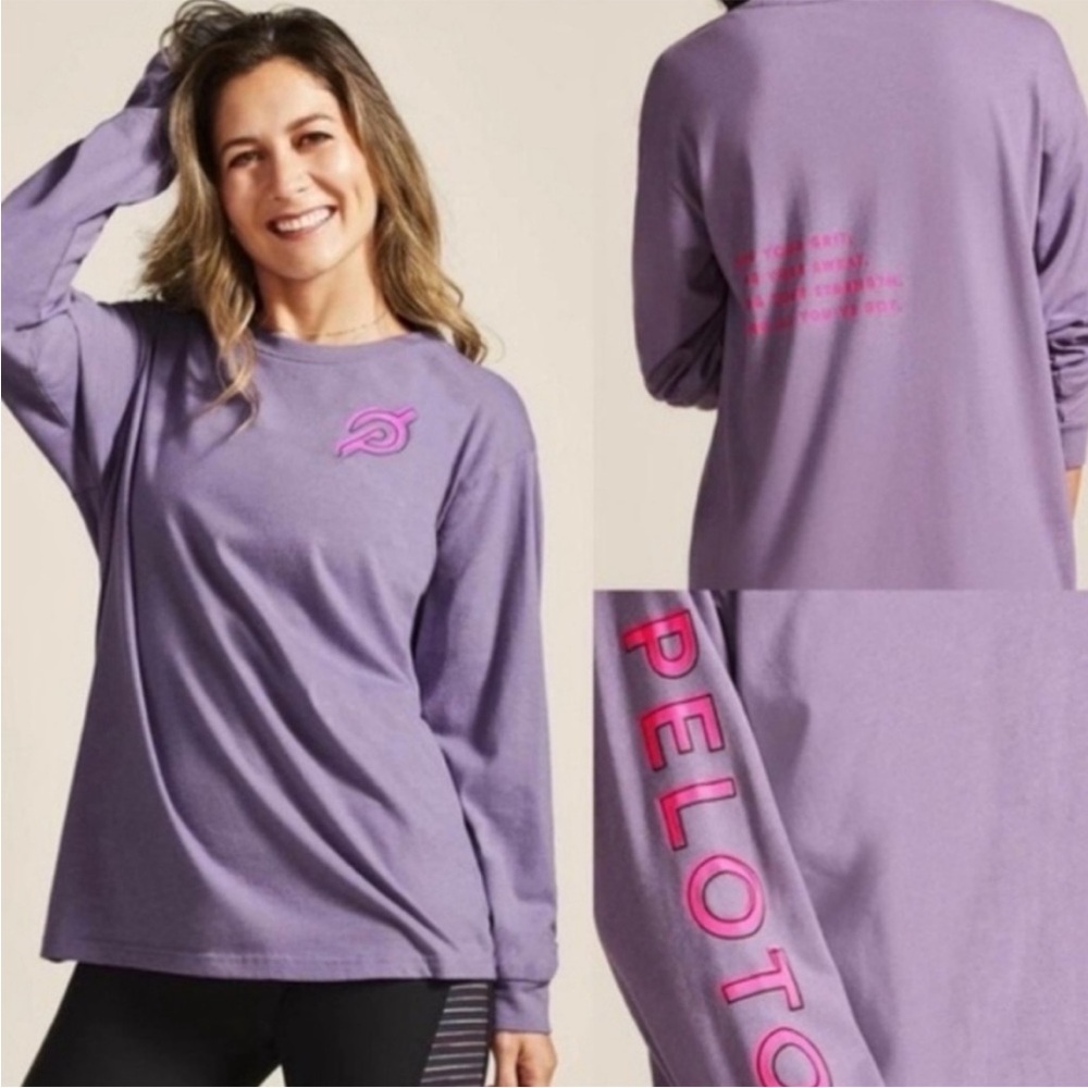 Peloton Purple Graphic Long Sleeve Shirt Size S - Picture 2 of 8